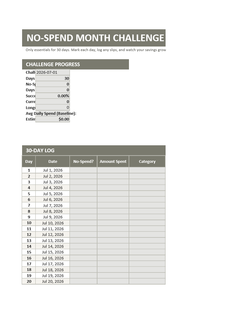 No-Spend Month