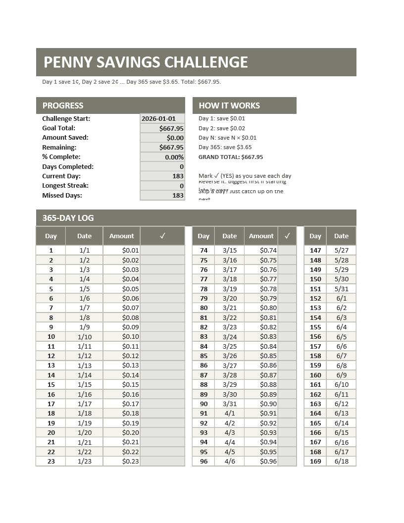 Penny Savings Challenge