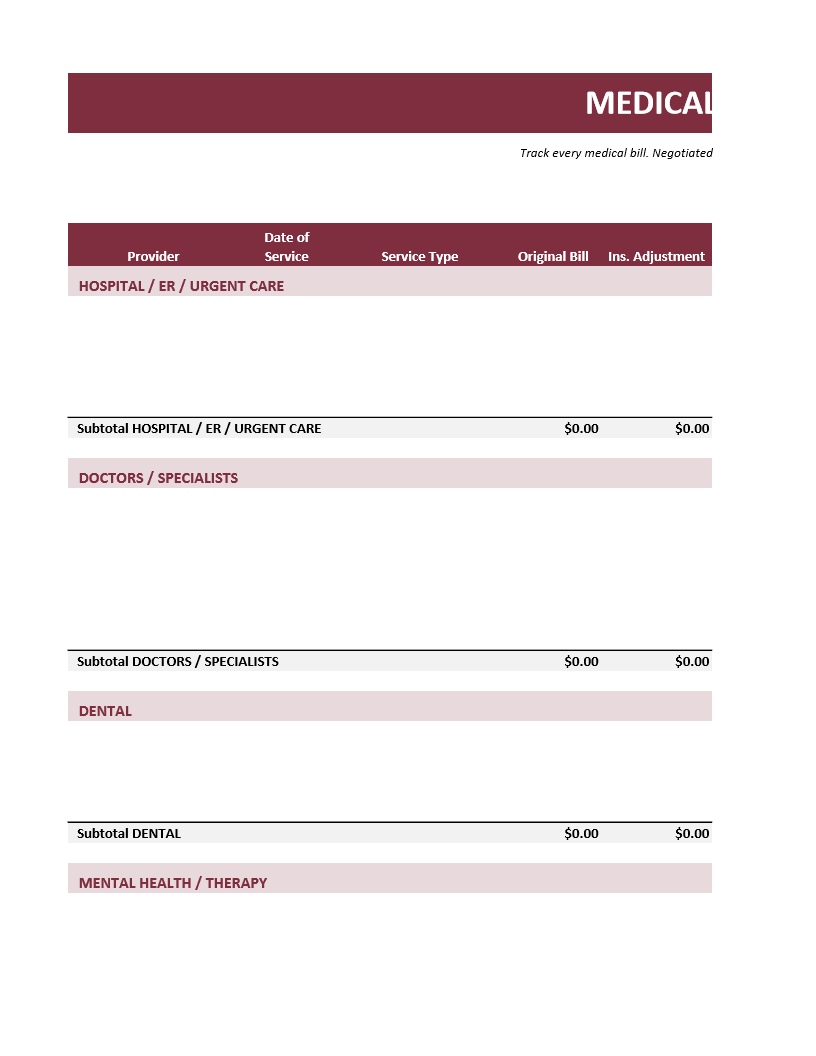 Medical Debt Tracker