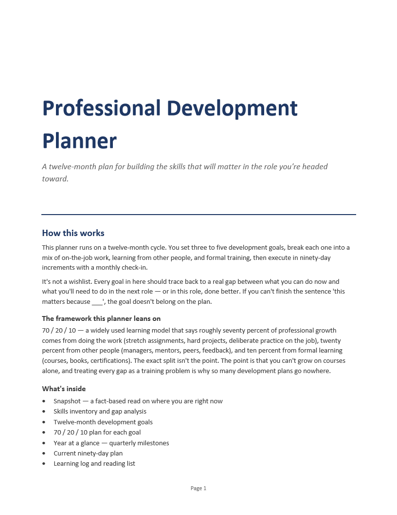 Professional Development Planner