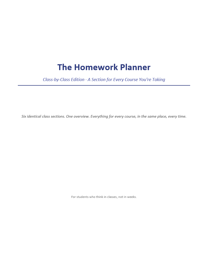 The Class-by-Class Homework Planner