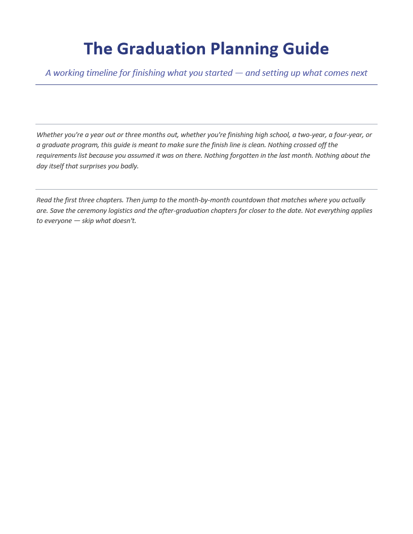 The Graduation Planning Guide