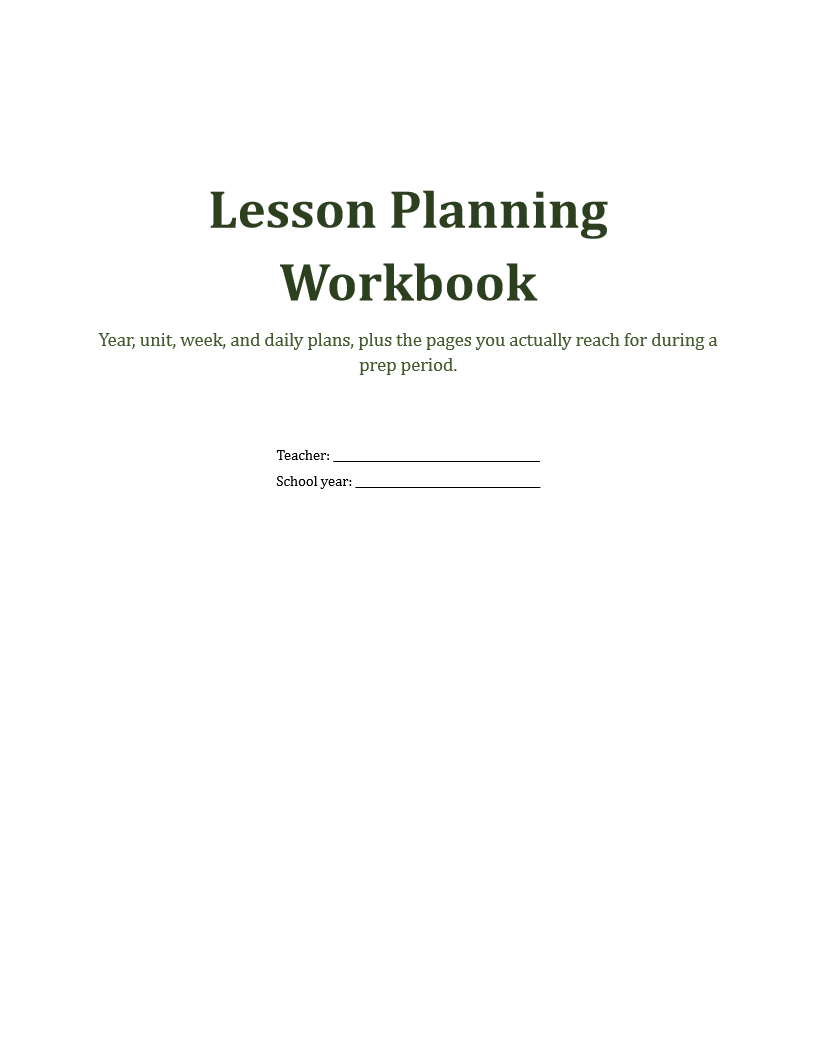 Lesson Planning Workbook