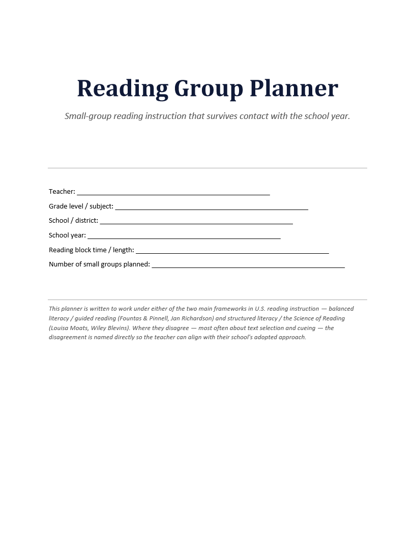 Reading Group Planner