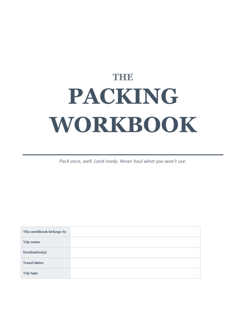 Packing Workbook