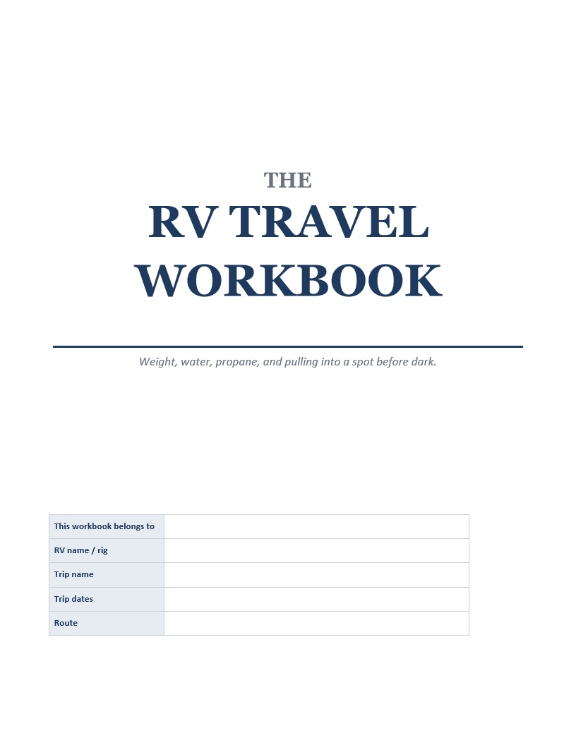 RV Travel Workbook