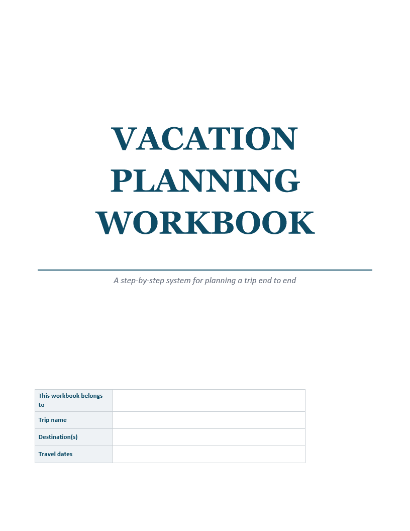 Vacation Planning Workbook