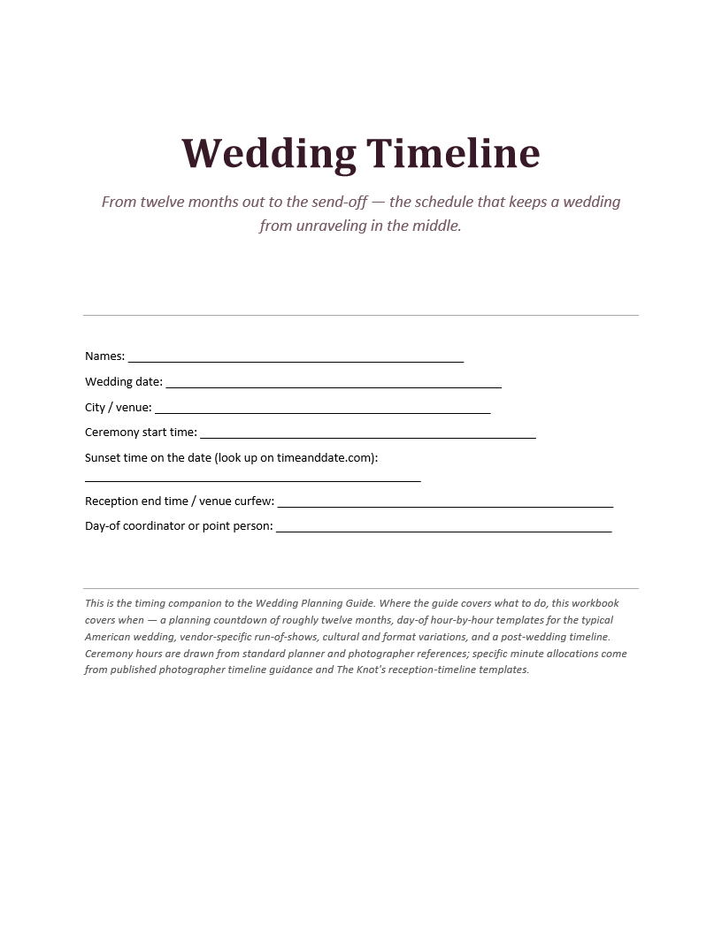 Wedding Timeline