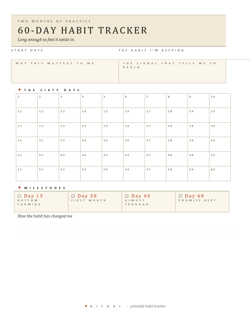 60-Day Habit Tracker