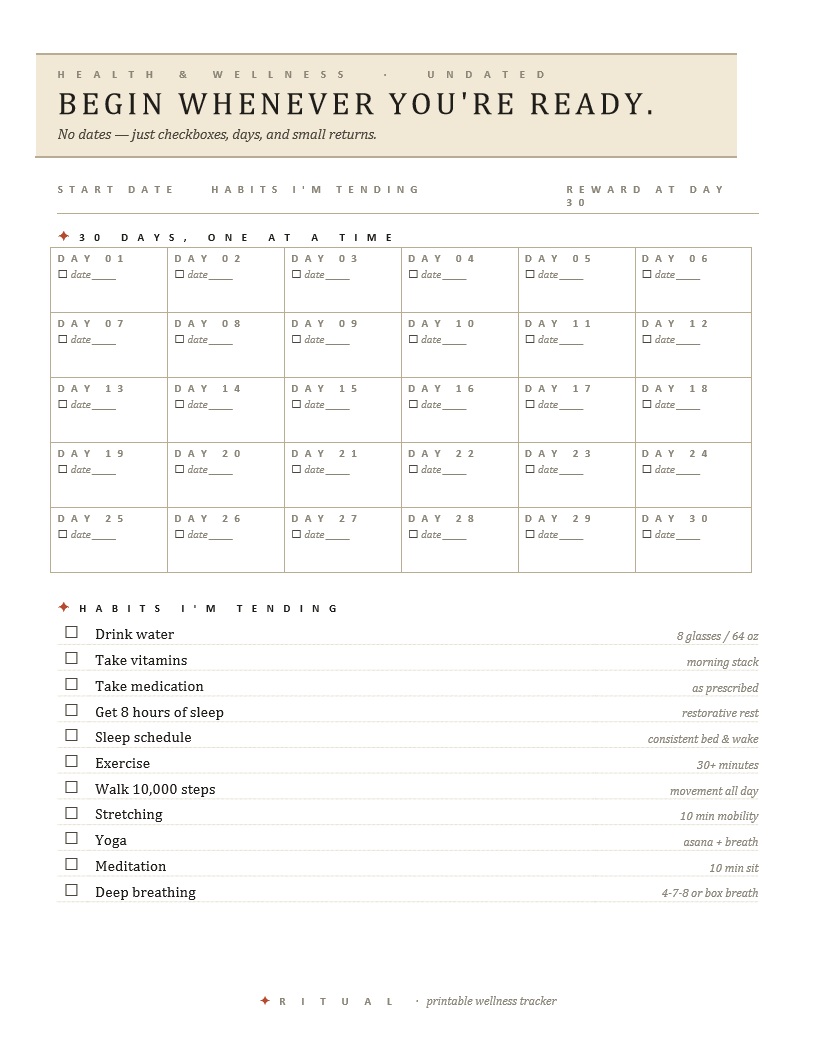 Undated — Health & Wellness Tracker