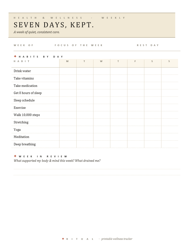 Weekly — Health & Wellness Tracker
