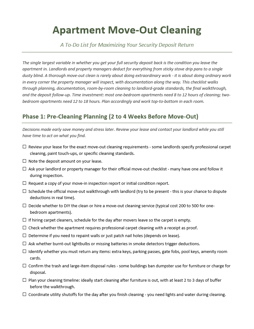 Apartment Move-Out To-Do List