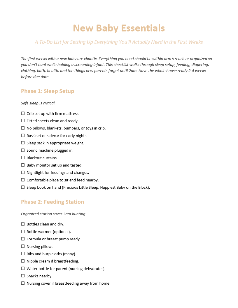 New Baby Essentials To-Do List