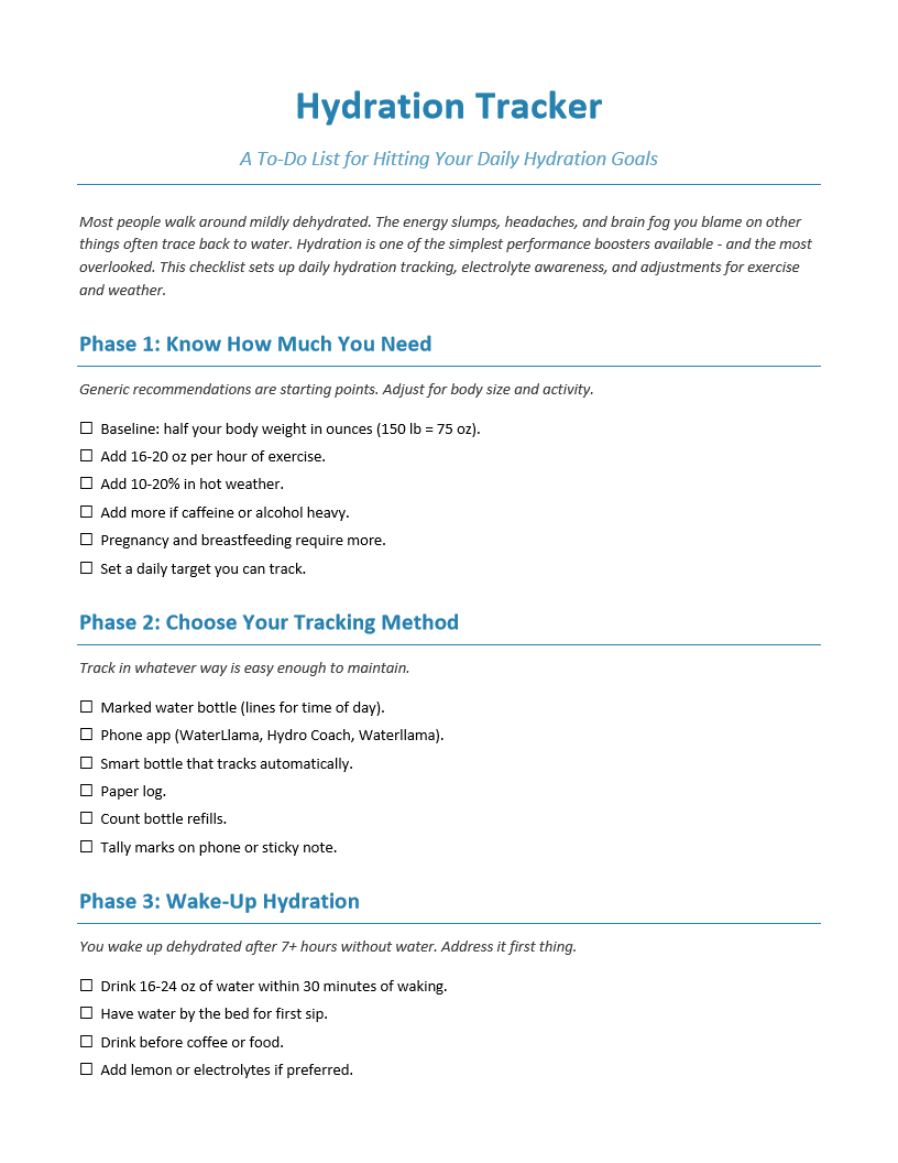 Hydration Tracker To-Do List