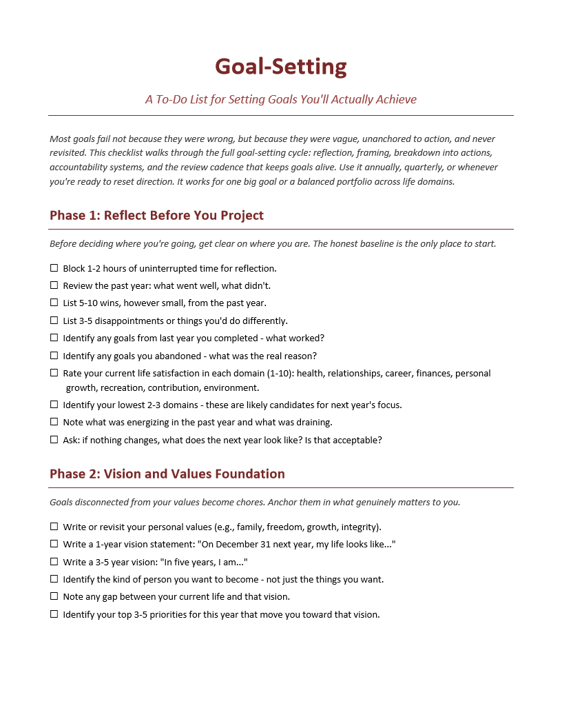 Goal-Setting To-Do List